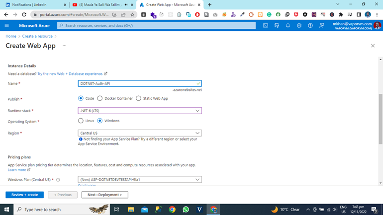 How To Create Azure App Using Azure Cloud Portal